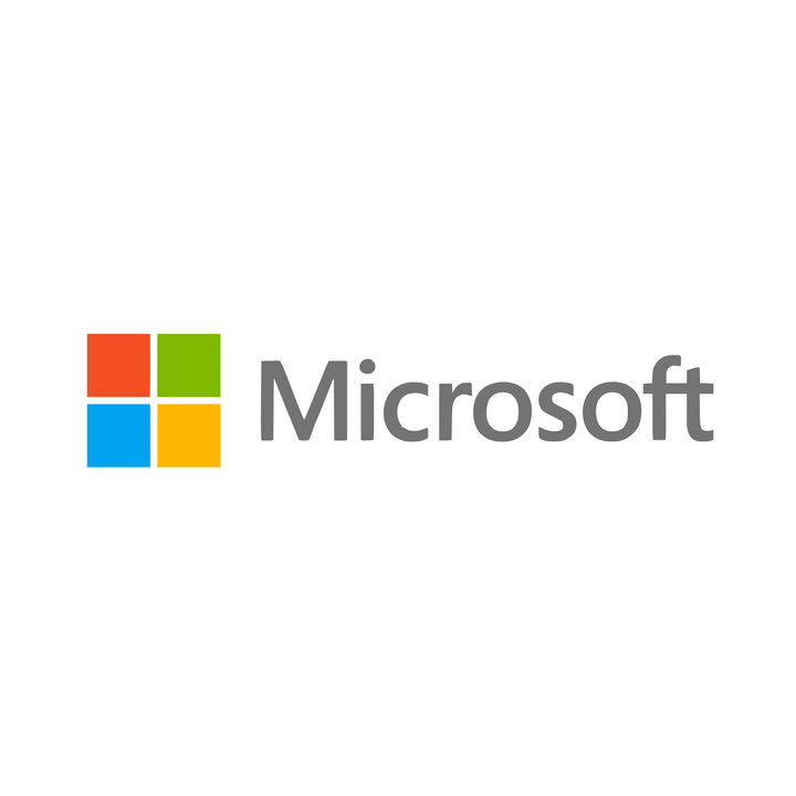 Microsoft logo – four coloured tiles with Microsoft wordmark in grey.