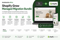 Skunkworks Africa Shopify Grow Managed Migration Bundle promotional graphic showing store migration to Shopify, data and content transfer, store setup, performance optimisation, testing, training, and post-migration support.
